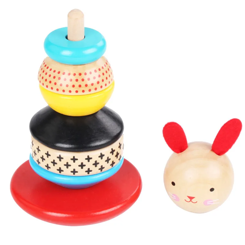 かわいい木製うさぎタンブラー 嬰児用 ベビー早期教育および手と目の協応能力集中トレーニング用 CPCおよびEN71認定木製おもちゃ