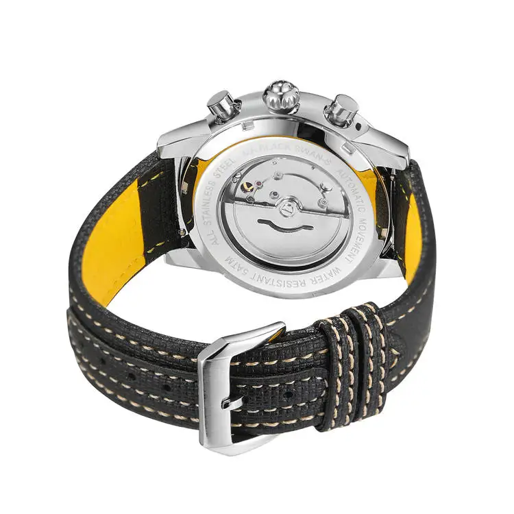 6923 Мужские механические часы из натуральной кожи