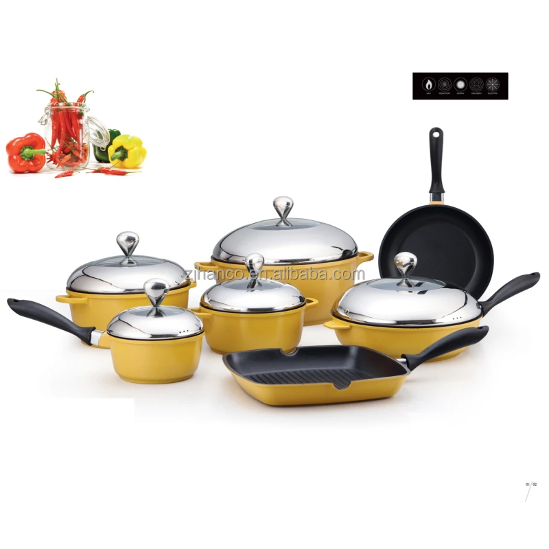 Набор Антипригарной алюминиевой посуды из 12 предметов с кастрюлей сковородок кастрюль и