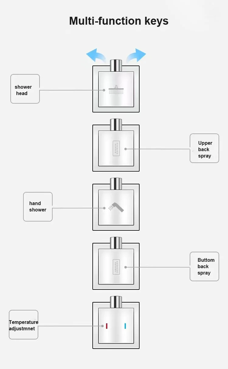 Luxury New Bathroom Shower Screen Home Flush Back Waist Leg Handheld