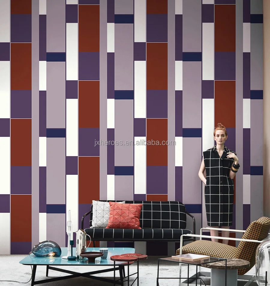 Modern Color Contrast Rectangular Mosaic Pattern 3D Wallpaper Home Decoration