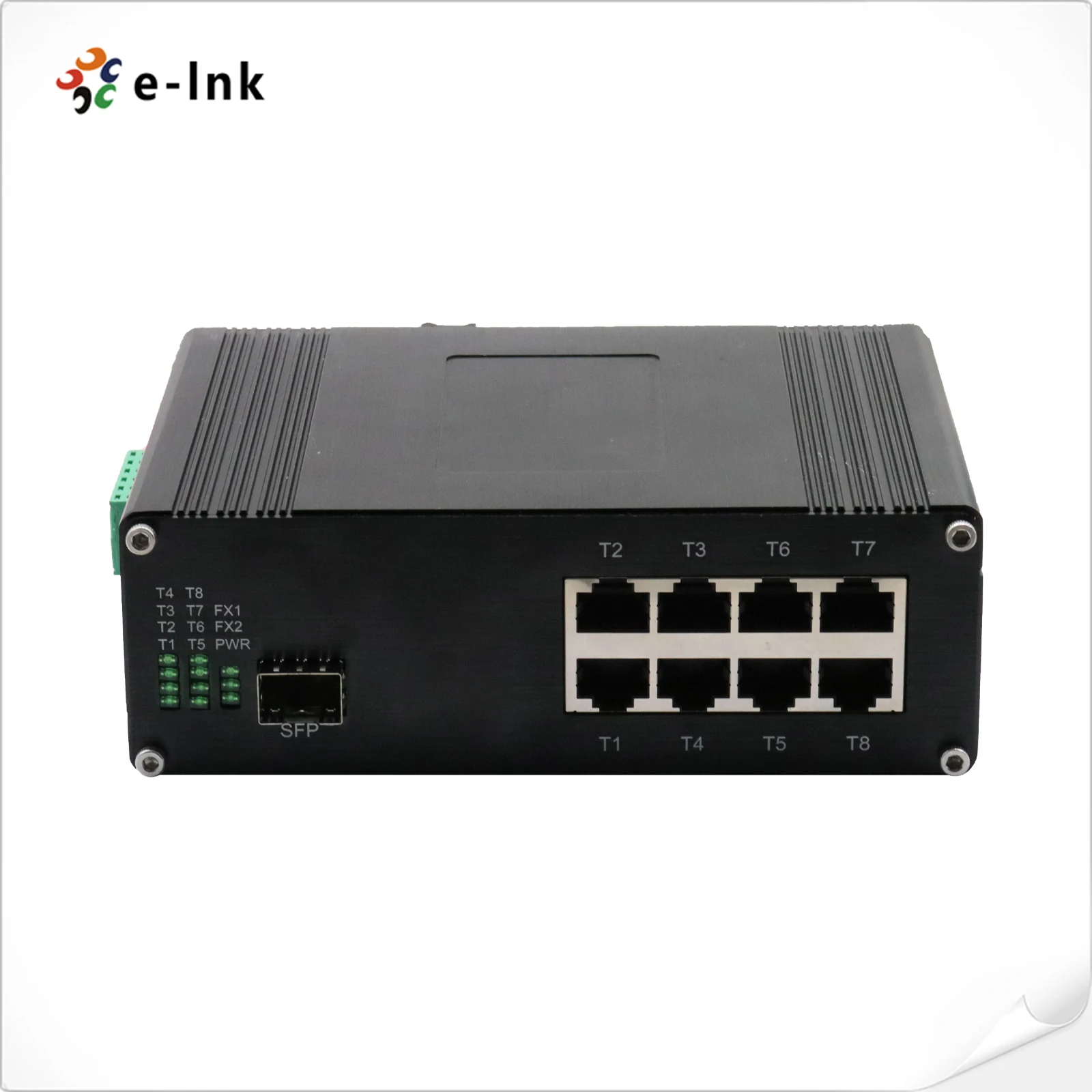 8-Port 10/100/1000Base-T Industrial Switch with Wide Temperature Range -40°C to 80°C Redundant Power