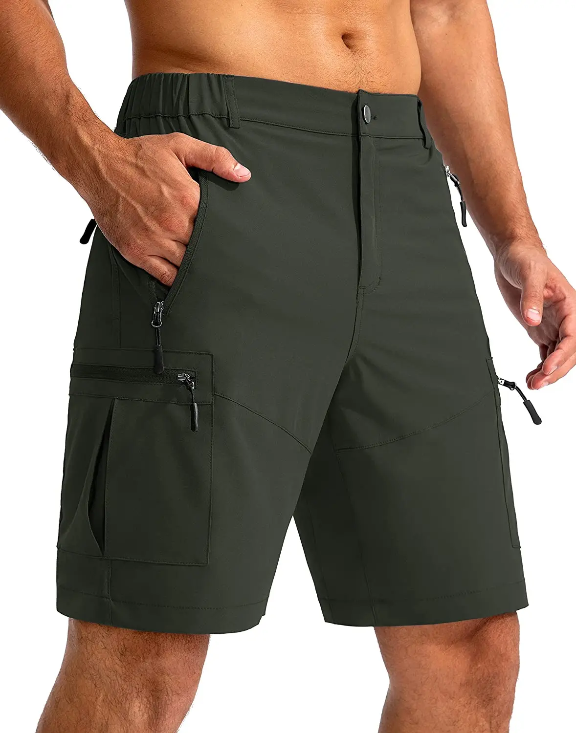 Short Cargo de randonnée léger pour hommes, short de travail en plein air pour voyage, Golf, Camping, décontracté avec 5 poches zippées, 774_voghion.com