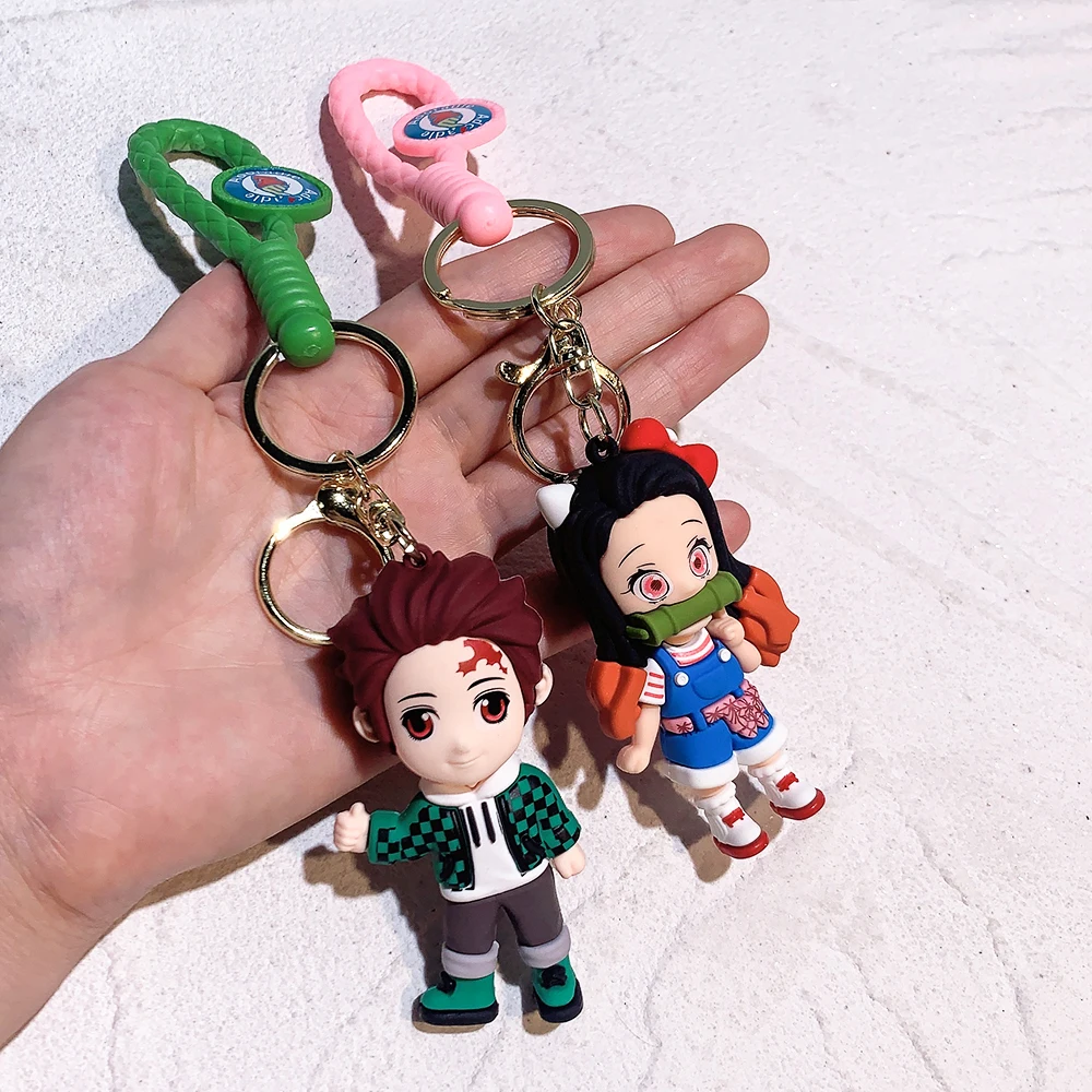 6pcs Demoned a Slayer Kimetsu No Yaiba Kamado Tanjirou Action Figure Agatsuma Zenitsu Nezuko Warrior PVC Toys Key Chain