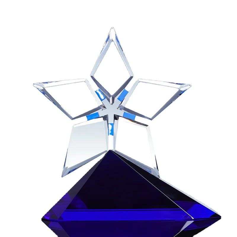 New Arrive Star Design Crystal Champions League Award With Customized Logo