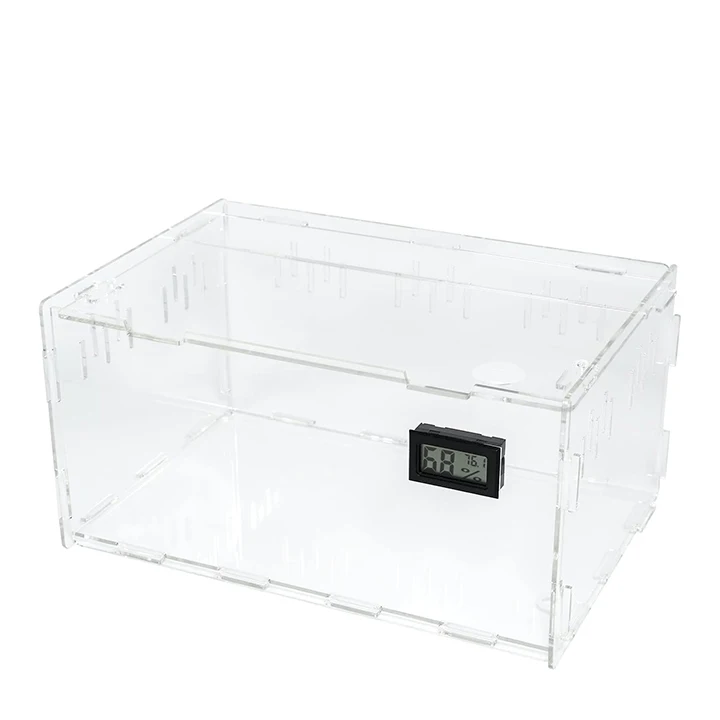 Acrylic Reptile Breeding Box Terrarium Cage Tank Reptile Terrariums Reptile Display Case with Temperature Hygrometer
