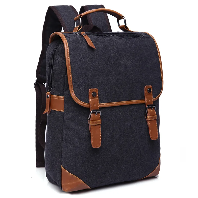 Casual canvas student school bag outdoor hiking backpack anti-theft laptop backpack