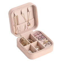 Portable Simple Ins Cross-Border PU Leather Velvet Jewelry Storage Box Travel Earrings Ring Organization Jewelry Case Packaging