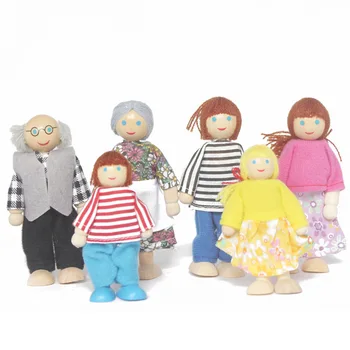 DUOHERESHUI 8 Stück Familienpuppen Spielset, Puppenhaus Puppen, Puppenhaus Puppenfamilie, Puppenhaus Figuren Holz, Biegepuppen Puppenhaus Puppen, Für Pretend Puppenhaus Zubehör Geschenk