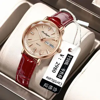 POEDAGAR 312 Fashion Women Watch Wholesale Waterproof Date Luminous Wristwatch For Lady Top Luxury Leather Quartz Girls Watches