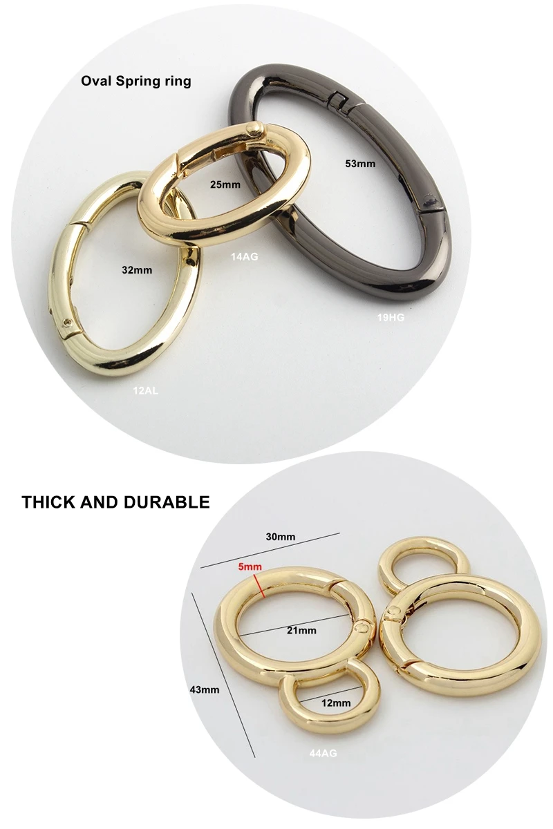 Quality Custom Metal Alloy Purse Gold Color Oval Spring Hook Clasp