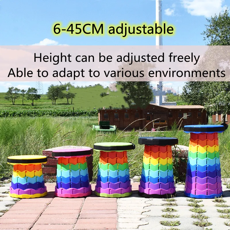 Camping Fishing Garden Folding Stool Plastic Step Stool Retractable