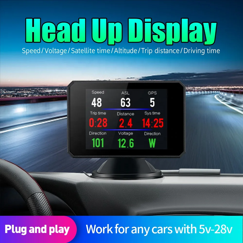 Automobile HUD T816 GPS Driving Speedometer Digital Display Auto Diagnostic Tool Coolant Temperature Gauge Head up Display
