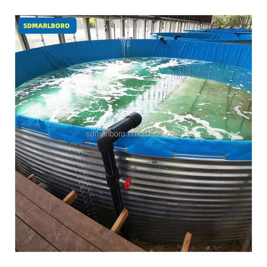 Customized Colour Galvanized Steel Plate Tank for Fish Shrimp Farming Pond With PVC Membrane Liner Inside