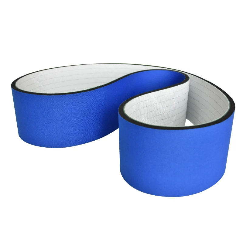 Customized PU Timing Belt for Labeling Machine Blue Fabric and Black Rubber Foaming Sponge Conveyor OEM Support