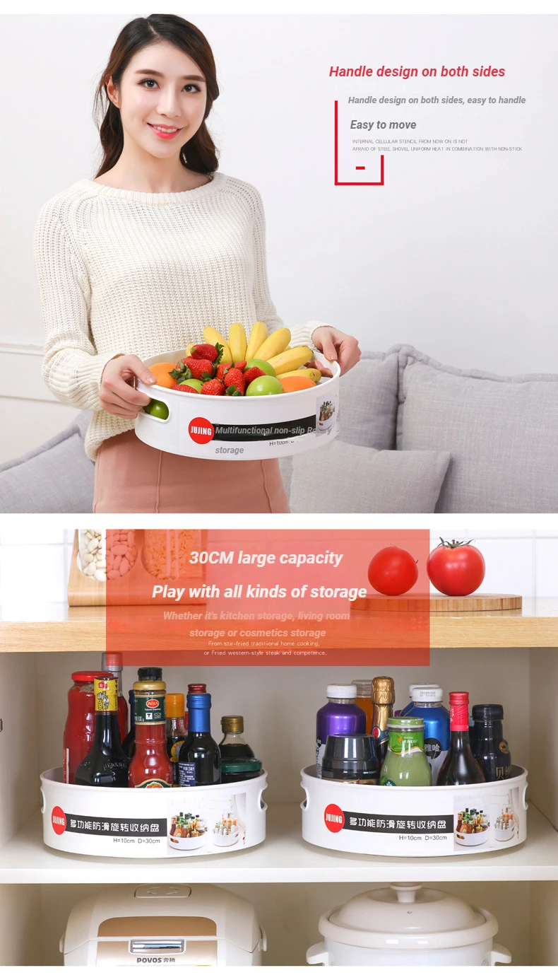 360 Degree Rotation Lazy Susan Turntable Spice Organizer for Kitchen ...