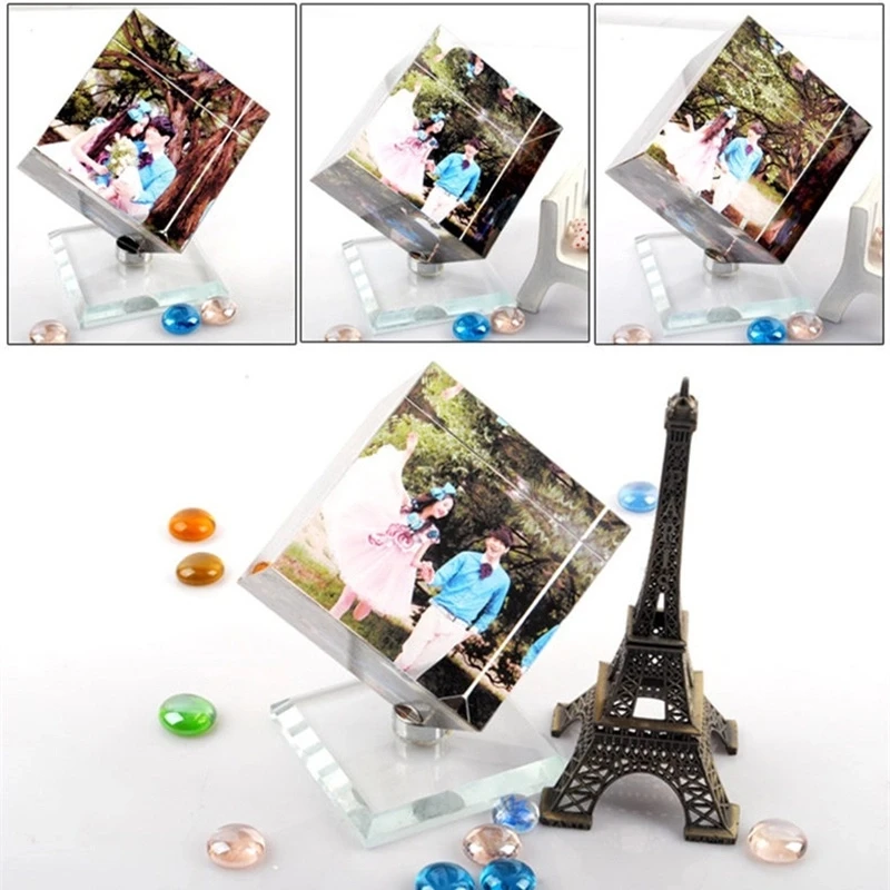 Custom 3d Laser Engraved Glass Cube Photo Frame 3d Photo Crystal Cube