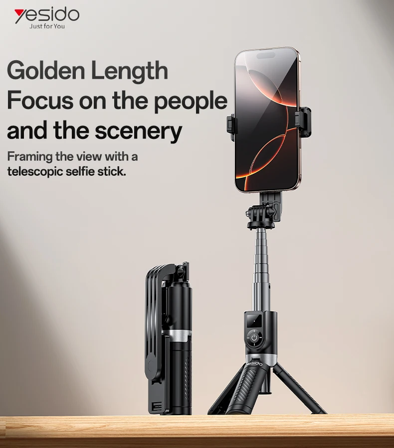 Yesido SF22 Tripod Mode Extra-long Extension Stable and Non-shaking Compact Size Mini Telescopic Selfie Stick