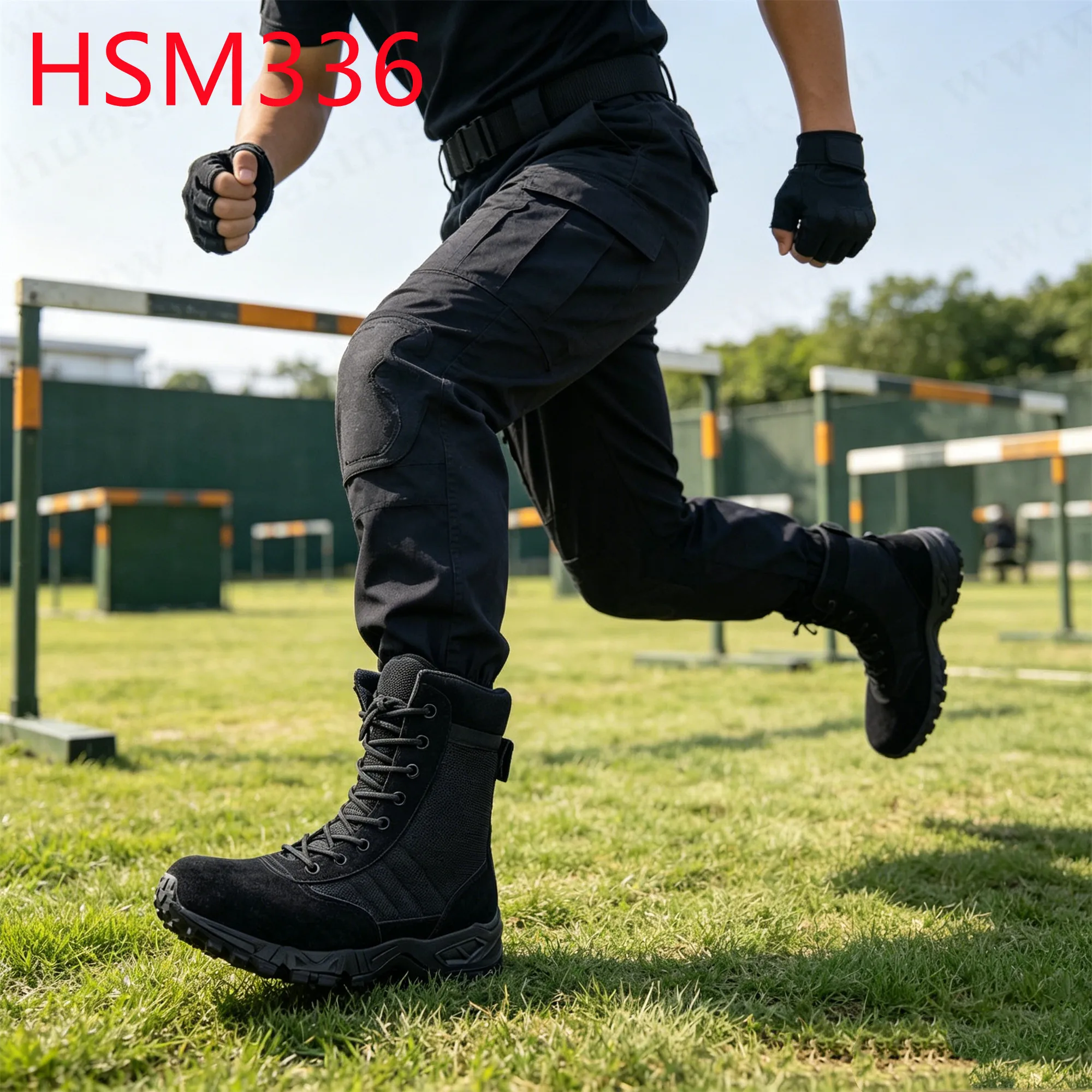 YYR,Field Activities Anti-shock PU+rubber Outsole Marching Boots Training Base Ankle Supportive Black Fighting Boots HSM336