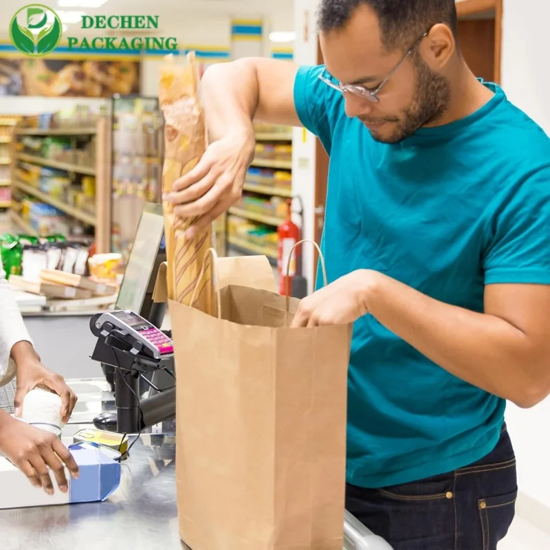 Sacs à provisions en papier kraft recyclé avec poignées Eco Design