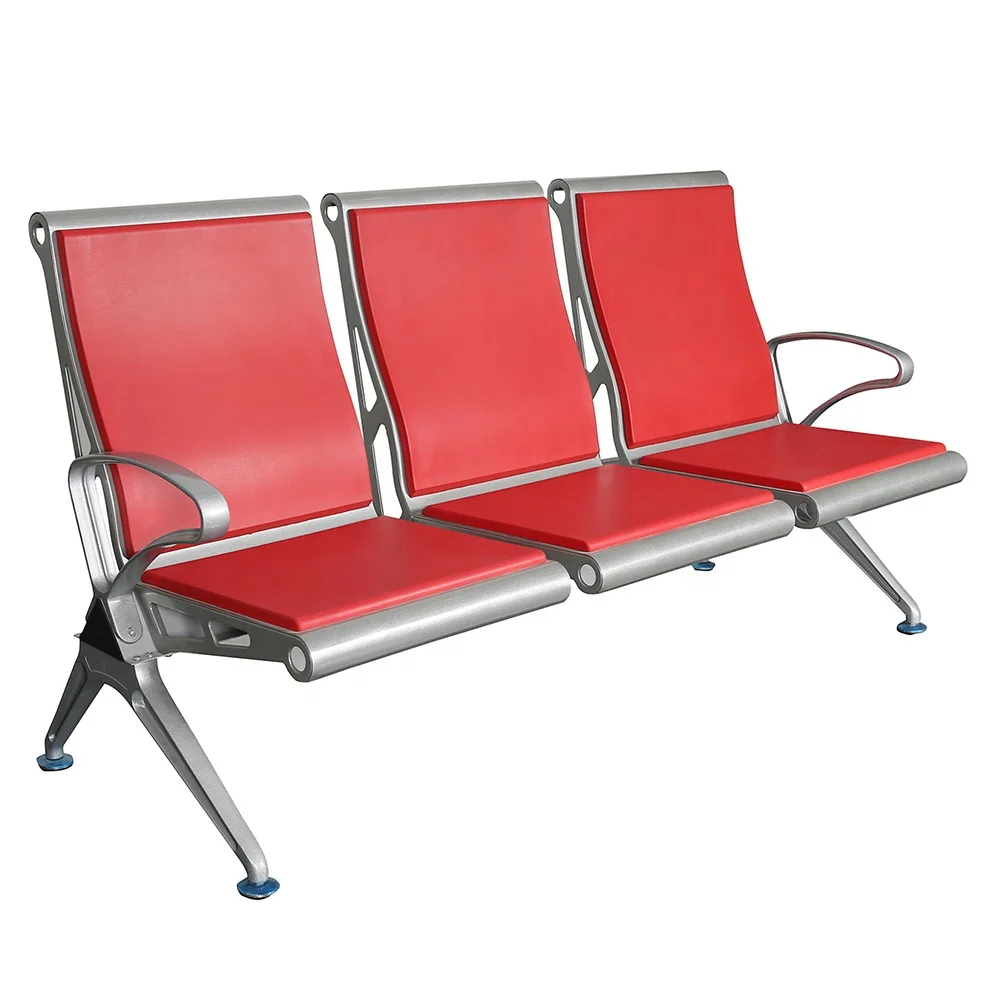 Beauty Salon Reception Waiting 3 4 5 Seater Price Airport Public Seating Bench Silver Steel Bus Stop Chair for Public YA-J108P1