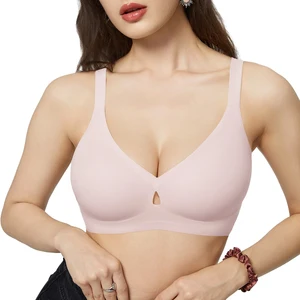 Deep V Wireless Bras for Women No Underwire Seamless Bralettes for Women With Support Floral Wavy Womens Bras