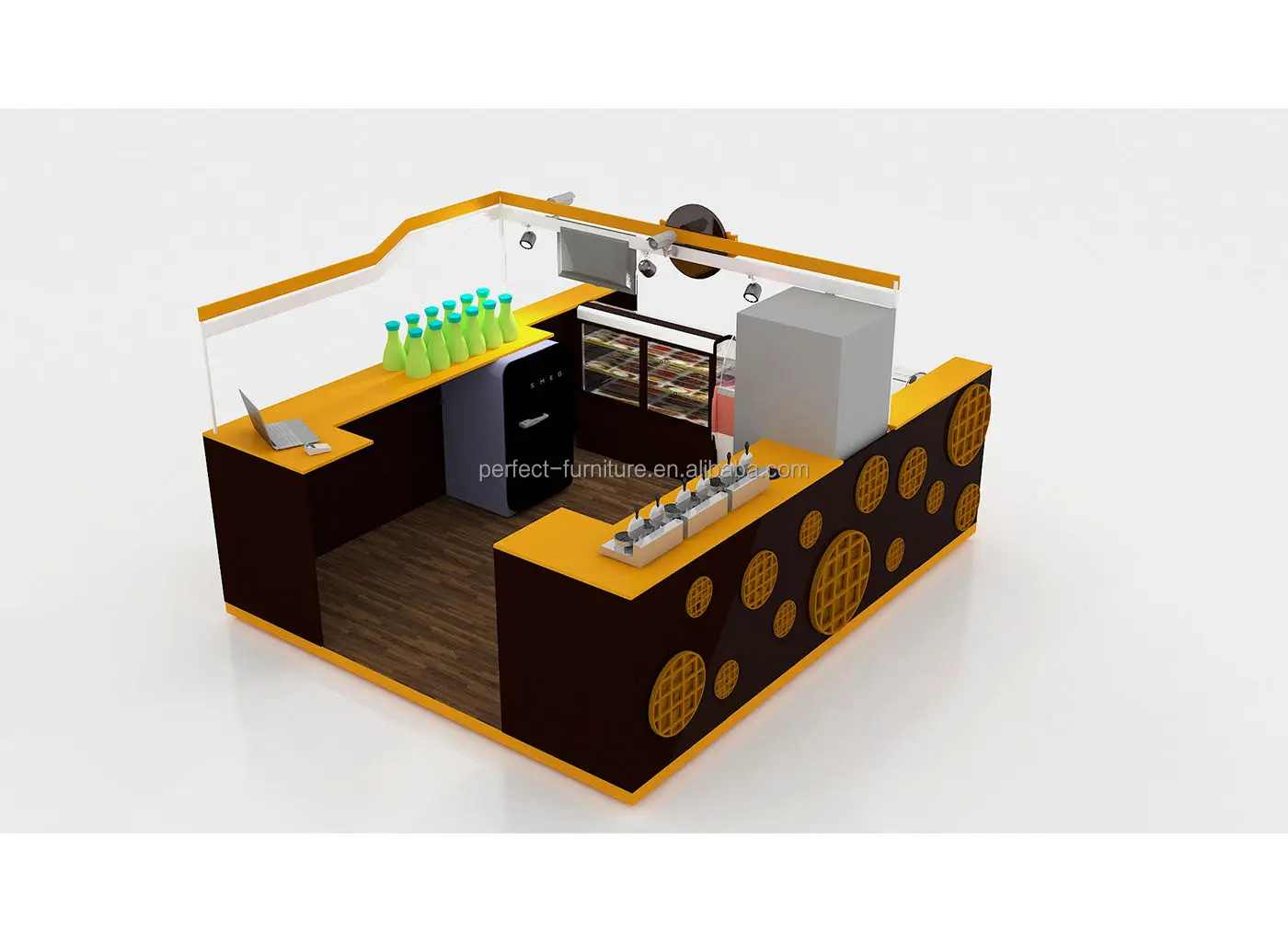 Customized Waffles Kiosk Design Custom Crepe Food Retail Booth