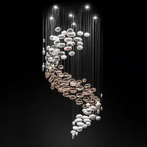 Custom Warm White Light AC Powered Hotel Lobby Egg Chandelier Non-Standard Sand Table Villa Staircase Pendant Light Factory