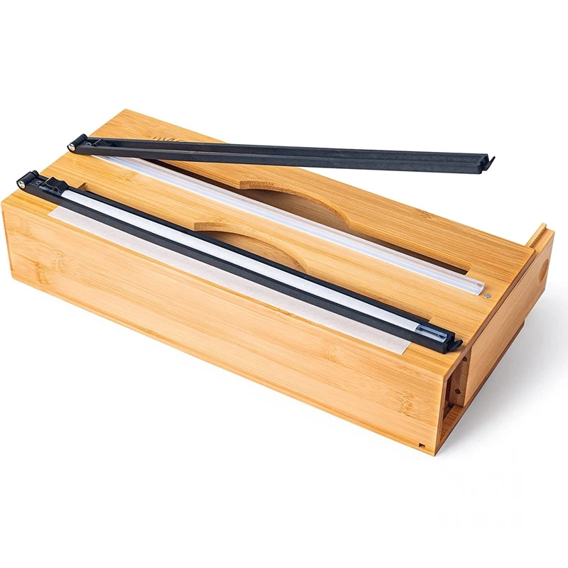 Foil and Plastic Wrap Dispenser with Cutter, 2 in 1 Wrap Dispenser, Wax Paper and Aluminum Foil Dispenser for Kitchen