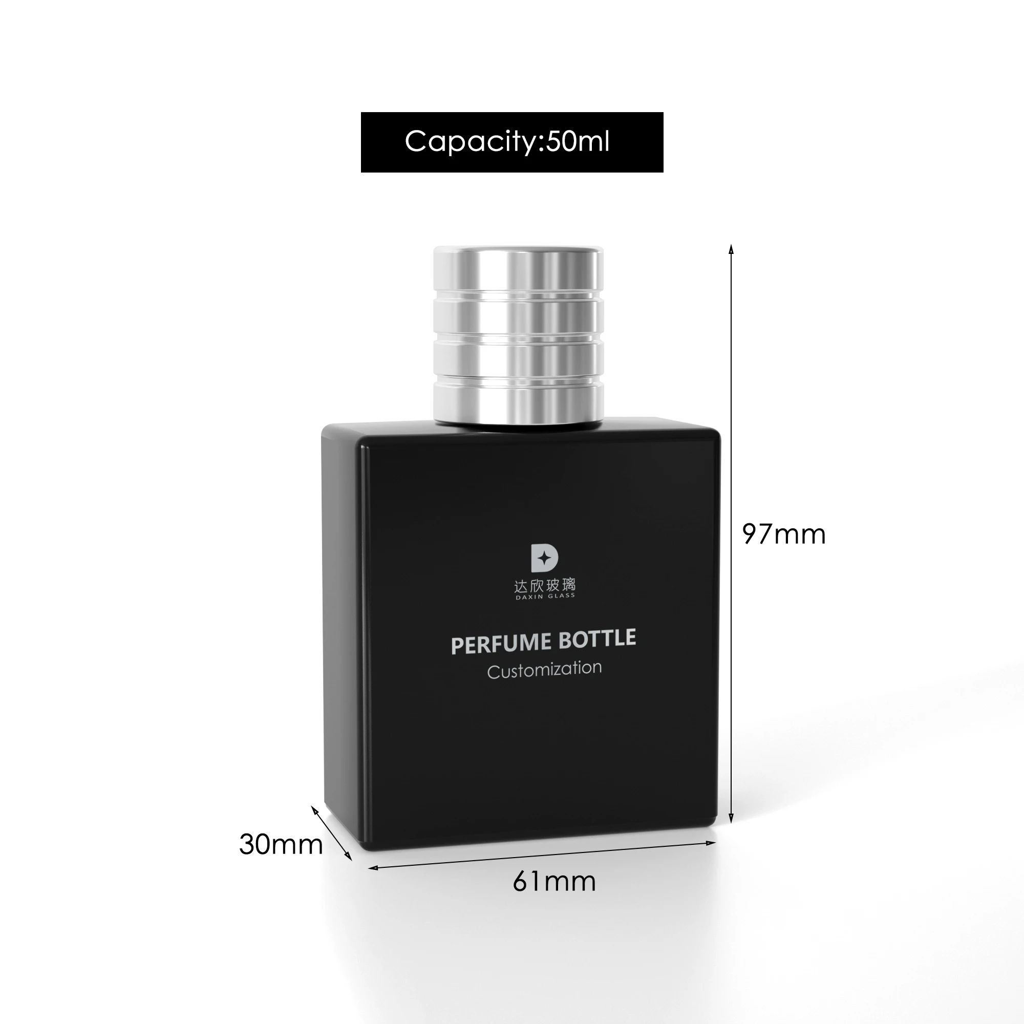 Square Glass Perfume Bottle With Spray Cap Flat 30ml 50ml 100ml Clear ...