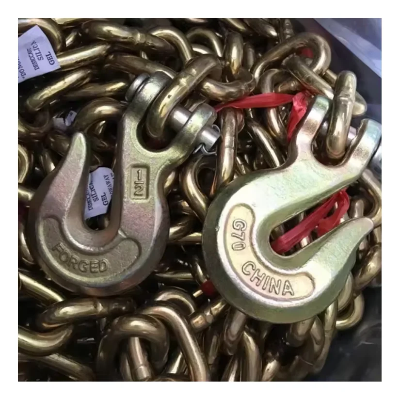 5/16" 3/8" 1/2" 5/8" Grade 70 G70 Transport Chain With Clevis Hooks Binder Chain
