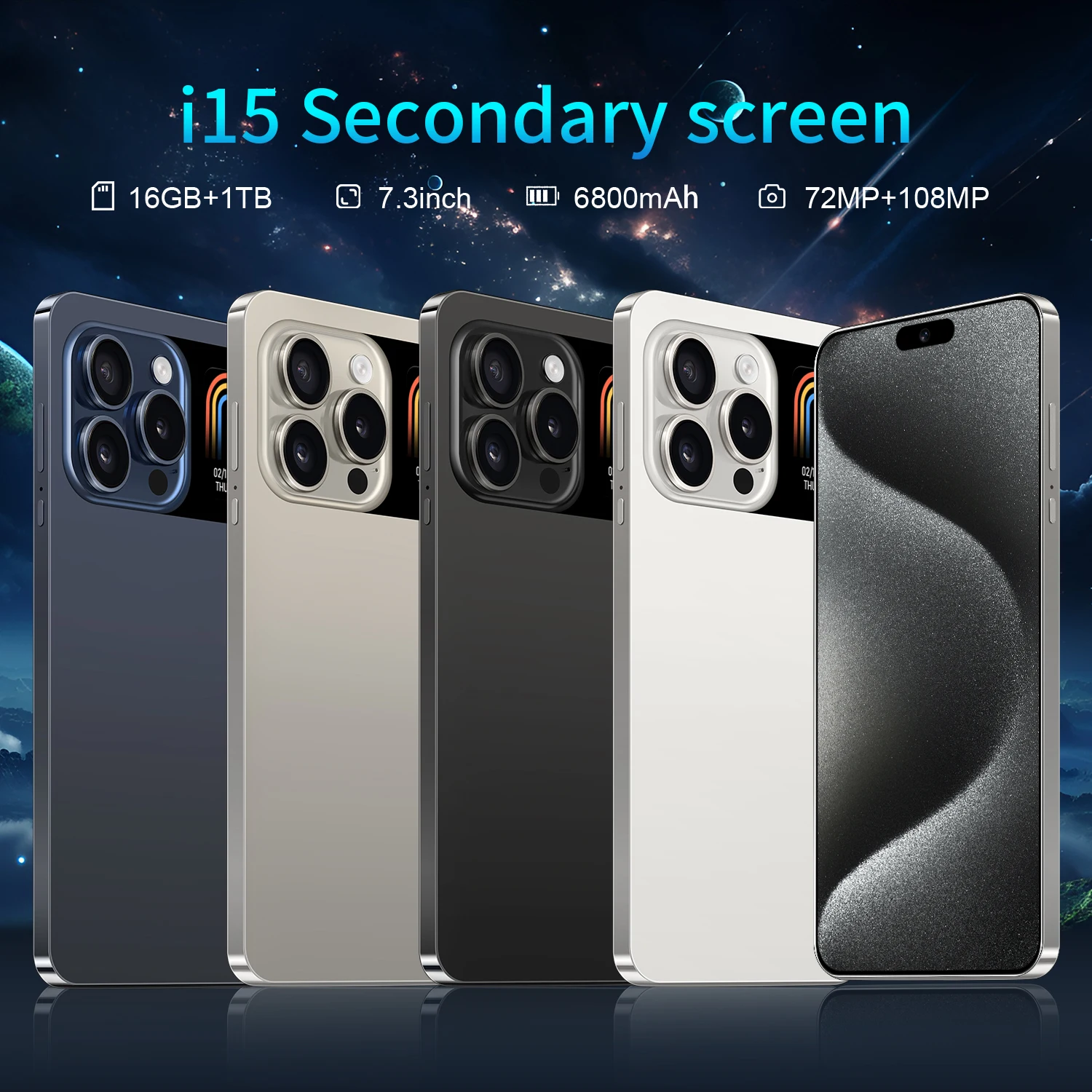 Unlock I15 Secondary Screen  Gaming Mobile Phones Strong Processor Christmas Gift Android Phone 4g Smartphones