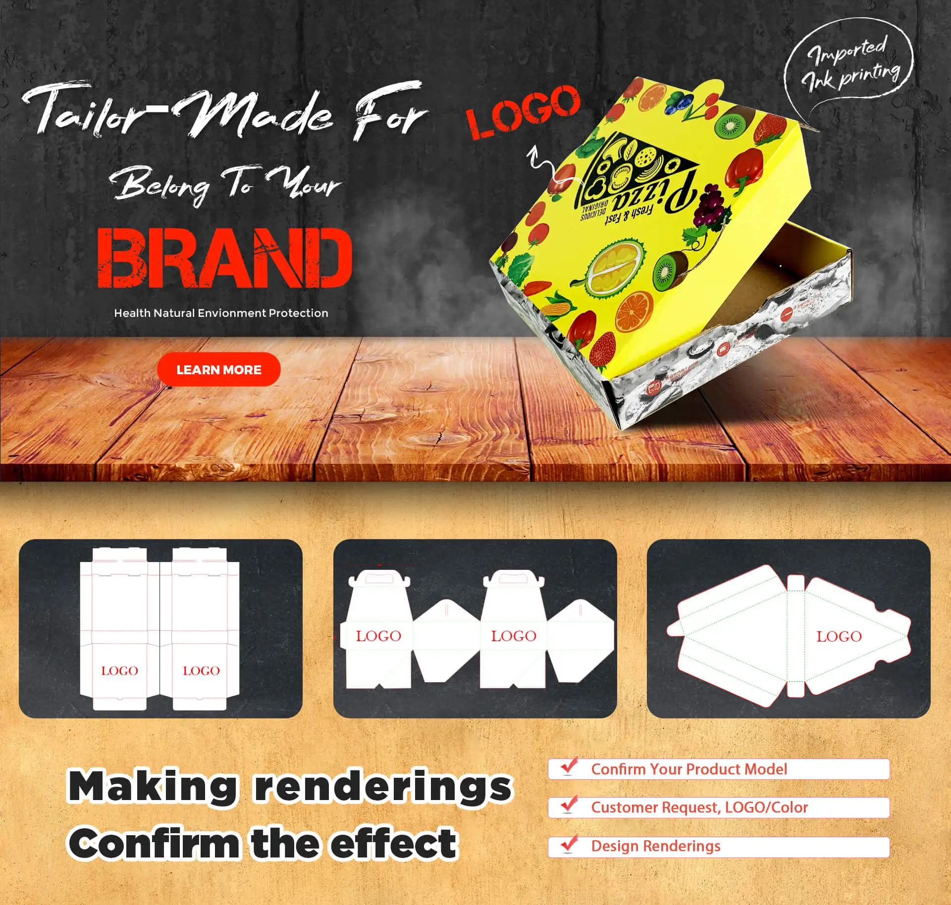 16 18 inch white kraft custom logo design food pizza packaging box cheap personalized corrugated brown paper pizza boxes carton