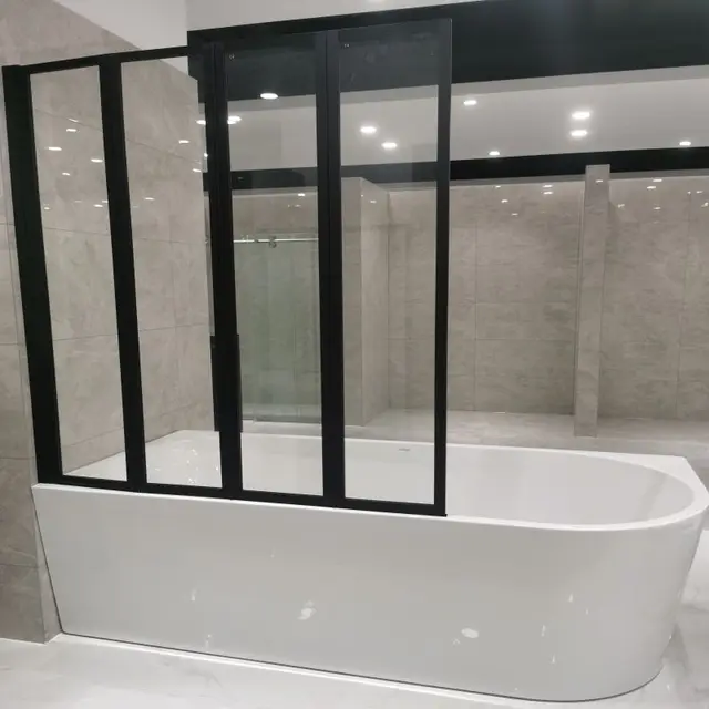 High Quality Tempered Glass Bathroom Bathtub Screen Folding Bathtub Screen