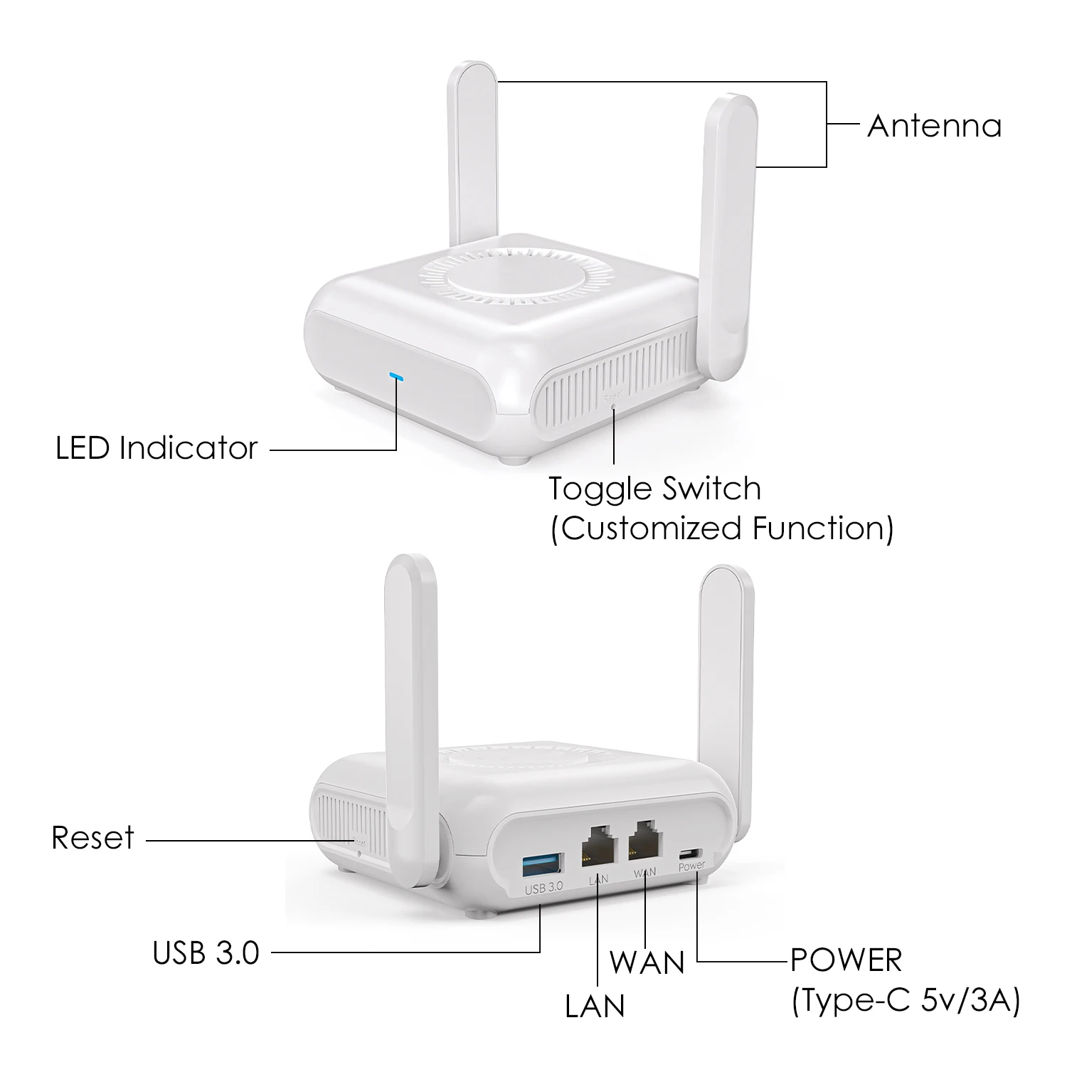 Customized WiFi 6 Router OpenWrt AX3000 Wireless Travel Router Mini Size Portable Wifi Router for Travel