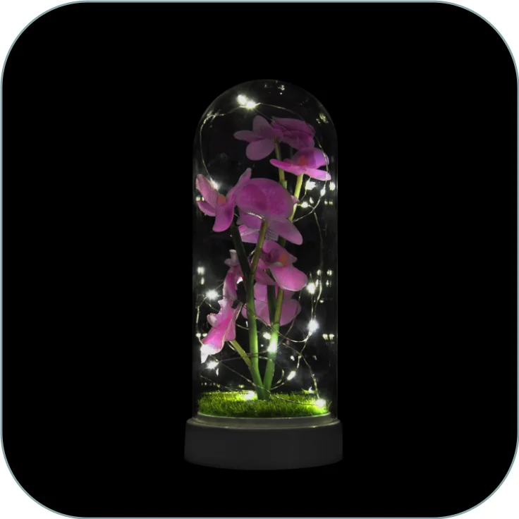 artificial rose galaxie flower in glass dome single galaxy rose with led lights perfect valentines day gifts centerpiece flower manufacture