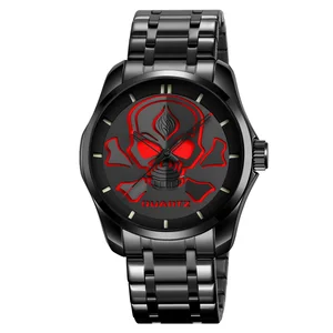 SKMEI Skmei 2432 Luxury Fashion Irregular Case 45mm 3BAR Water Resistant Black Silicone Sport Alloy Quartz Watch for Men