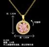 Xl326 collana rotonda di trifoglio rosa oro