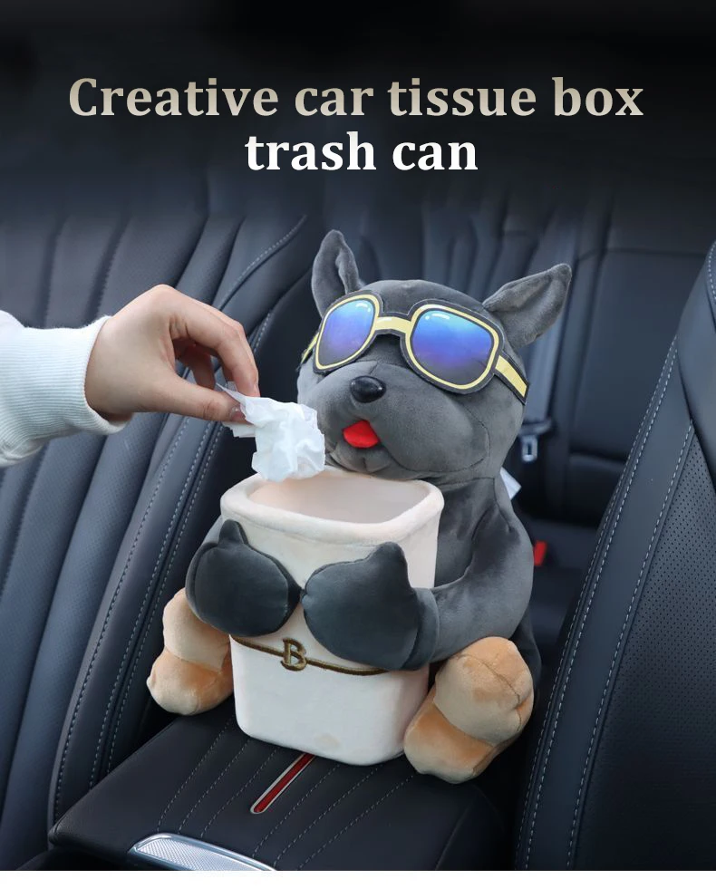 卡通可爱猫咪汽车扶手纸巾盒多功能收纳袋家用办公室垃圾桶纸巾袋