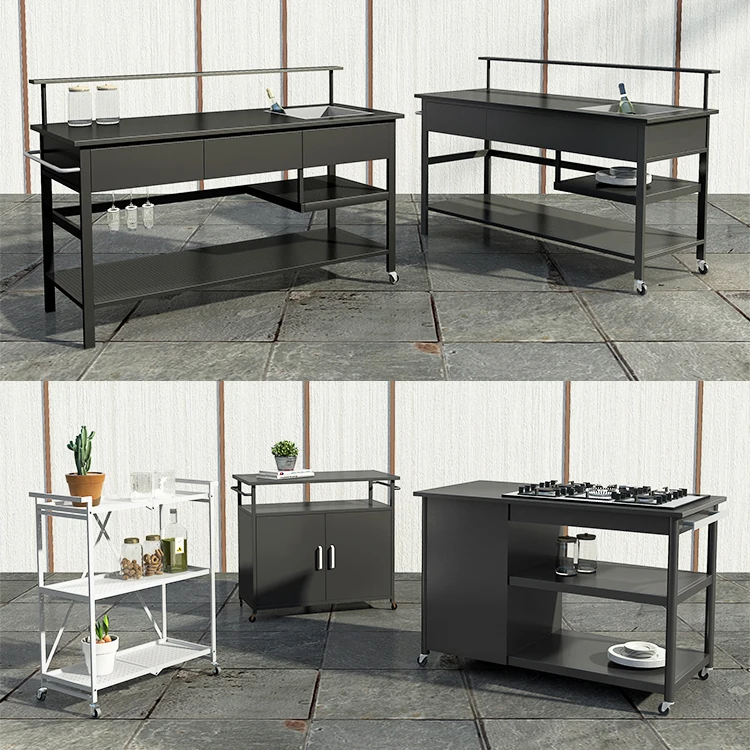 Stainless Steel Table Top Kitchen Island Shelf Unit Outdoor Kitchen