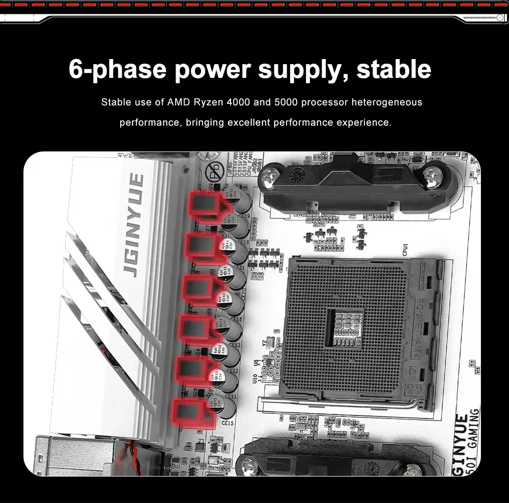 JGINYUE B550I Mini ITX Gaming Motherboard - 64GB M.2 Socket AM4 DDR4