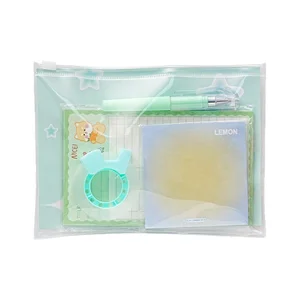 Cartoon-Themed Green Stationery Set for Students High-Looking Back-to-School Items with Black Pen Notebook Sticky Note Wholesale