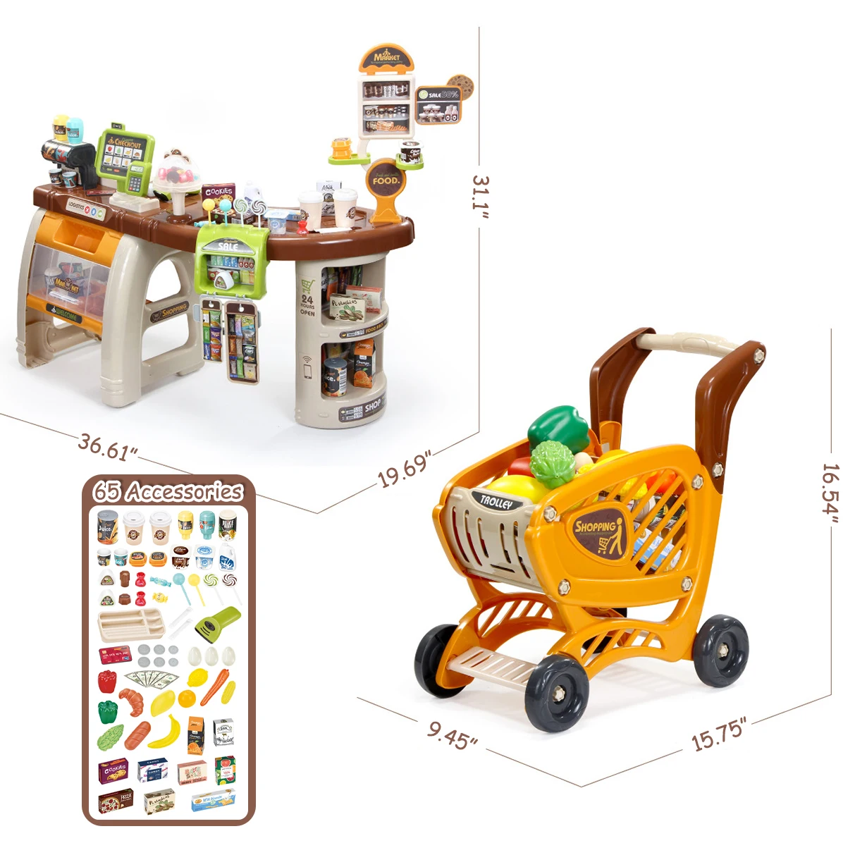 Grocery Store Toy Pretend Play Supermarket Cash Register Toys For Kids