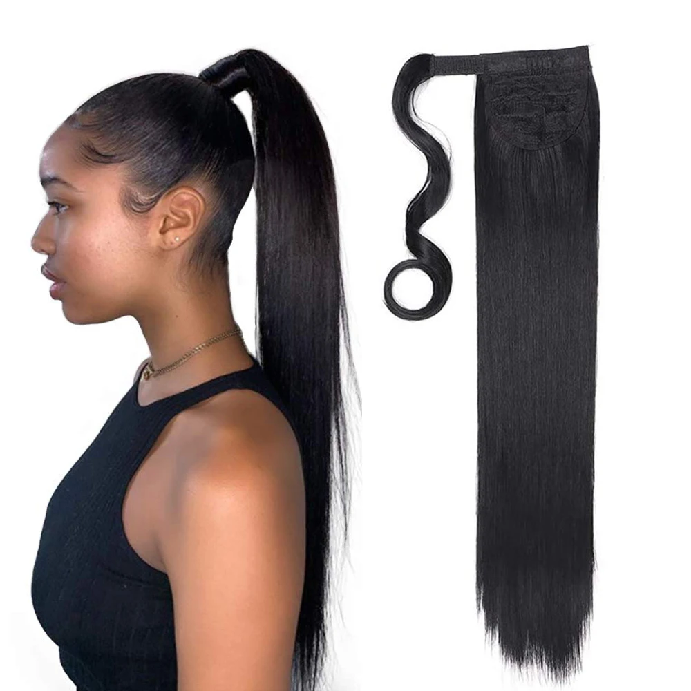 Wholesale Clip In Ponytail Extension Wrap Around Long Straight Pony ...
