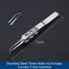 Steel, 3-hole, multi-groove, curved