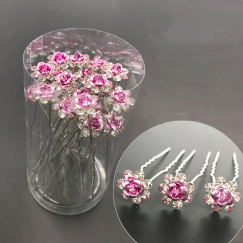 Wholesale Rose Flower U Shaped Hairpin Pearl Elegant Hair Pins Hair ...
