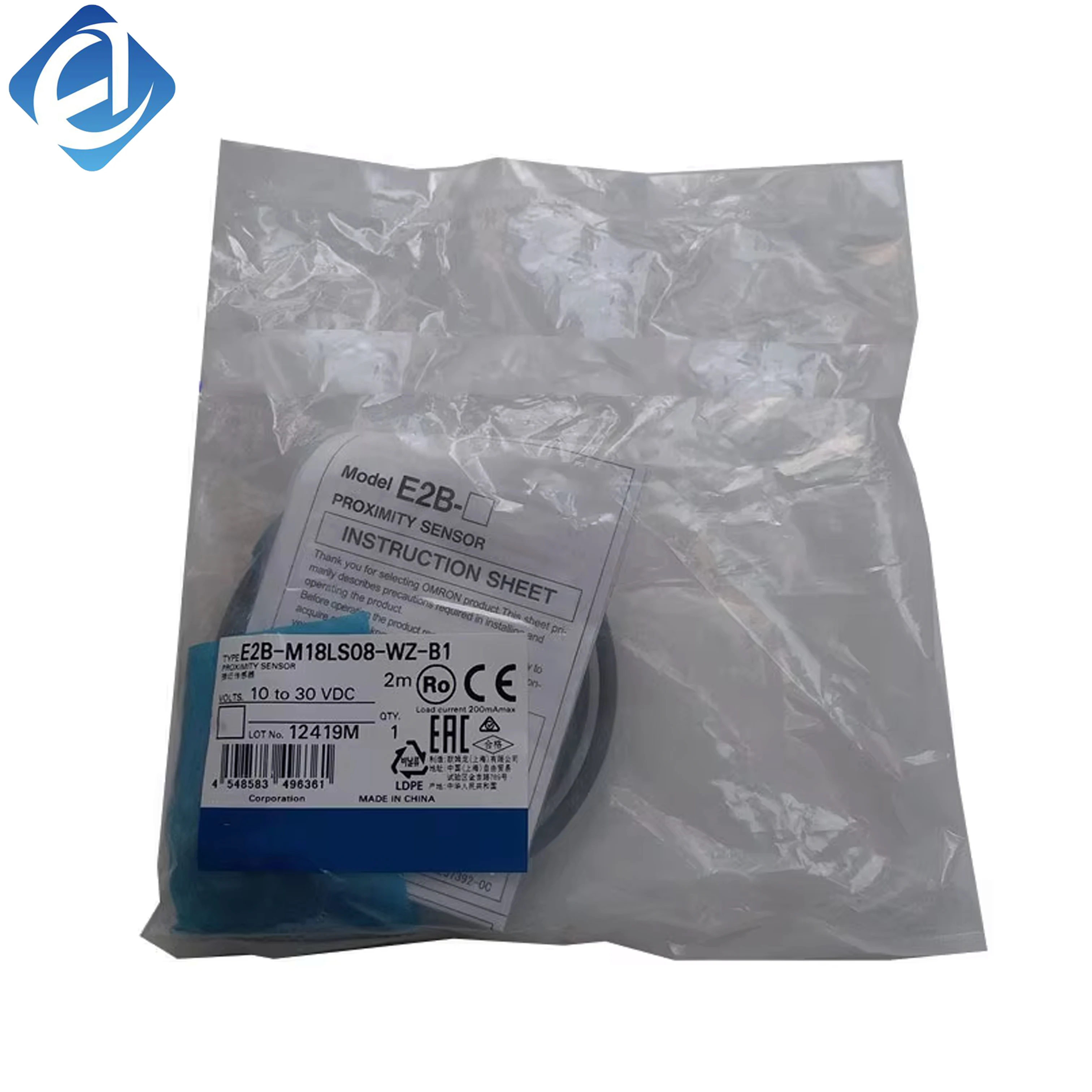 New Original Omron E2B series inductive proximity sensor. M18 thread, 8mm sensing distance, stable metal detection, waterproof and dustproof. Widely used in mechanical positioning, limit detection and automatic sensing control in conventional industrial a