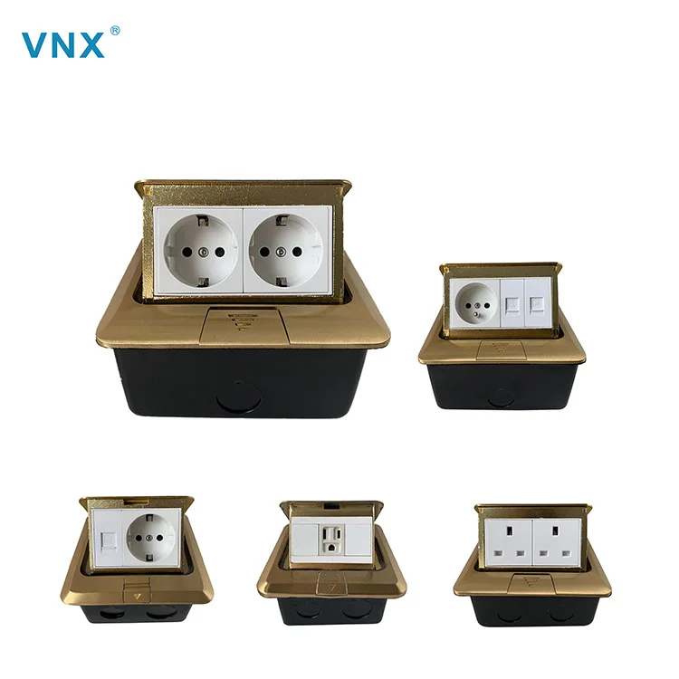 VNX Wholesale Waterproof Underground Wall Socket EU Standard Stainless Steel Electrical Power Supply 16A Pop up Floor Socket Box