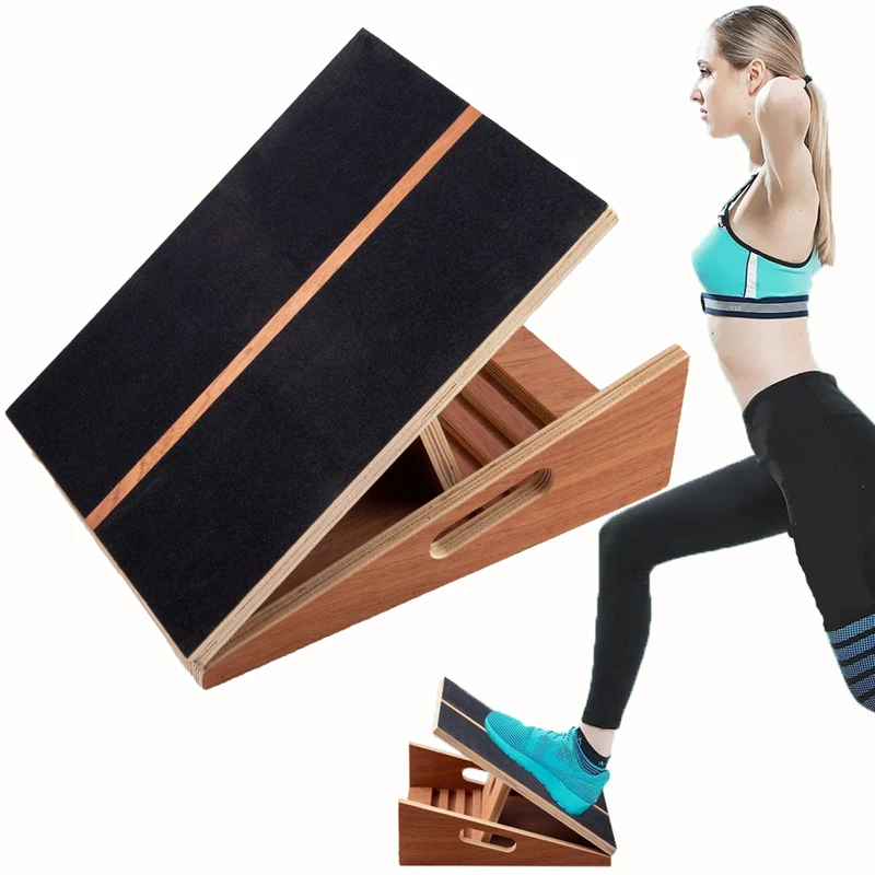 Регулируемая наклонная доска Растяжитель икры с дополнительной боковой ручкой дизайн фитнес силовой тренировочная деревянная наклонная растягивающаяся доска