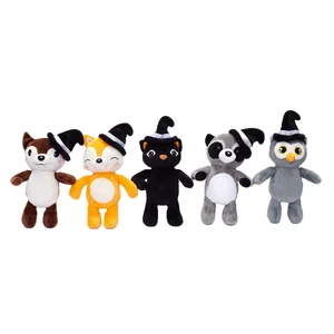 Custom Halloween Plush Animal Toy PP Cotton Filled Standing on Stuffed Pumpkin Statue Party Decoration